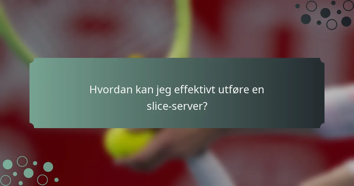 Hvordan kan jeg effektivt utføre en slice-server?