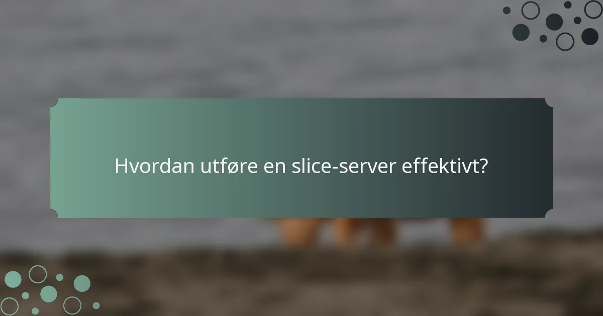 Hvordan utføre en slice-server effektivt?